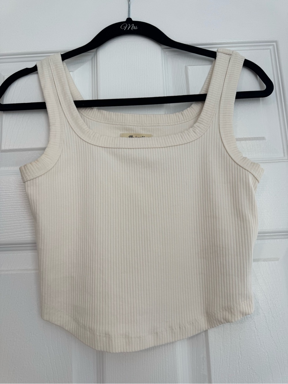 Madewell Cream Ribbed Square Neck Tank